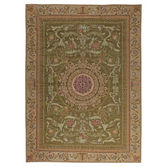 Antique Doris Leslie Blau Oversized French Savonnerie Rug with Rosette Medallion