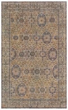 Doris Leslie Blau Alfombra Kirman Antigua Floral Sobredimensionada Marrón Cálido - c. 1880