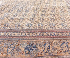 Doris Leslie Blau Oversized Meshad Antique Allover Floral Warm Tan Rug - c. 1880