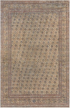 Doris Leslie Blau Oversized Meshad Antique Allover Floral Warm Tan Rug - c. 1880