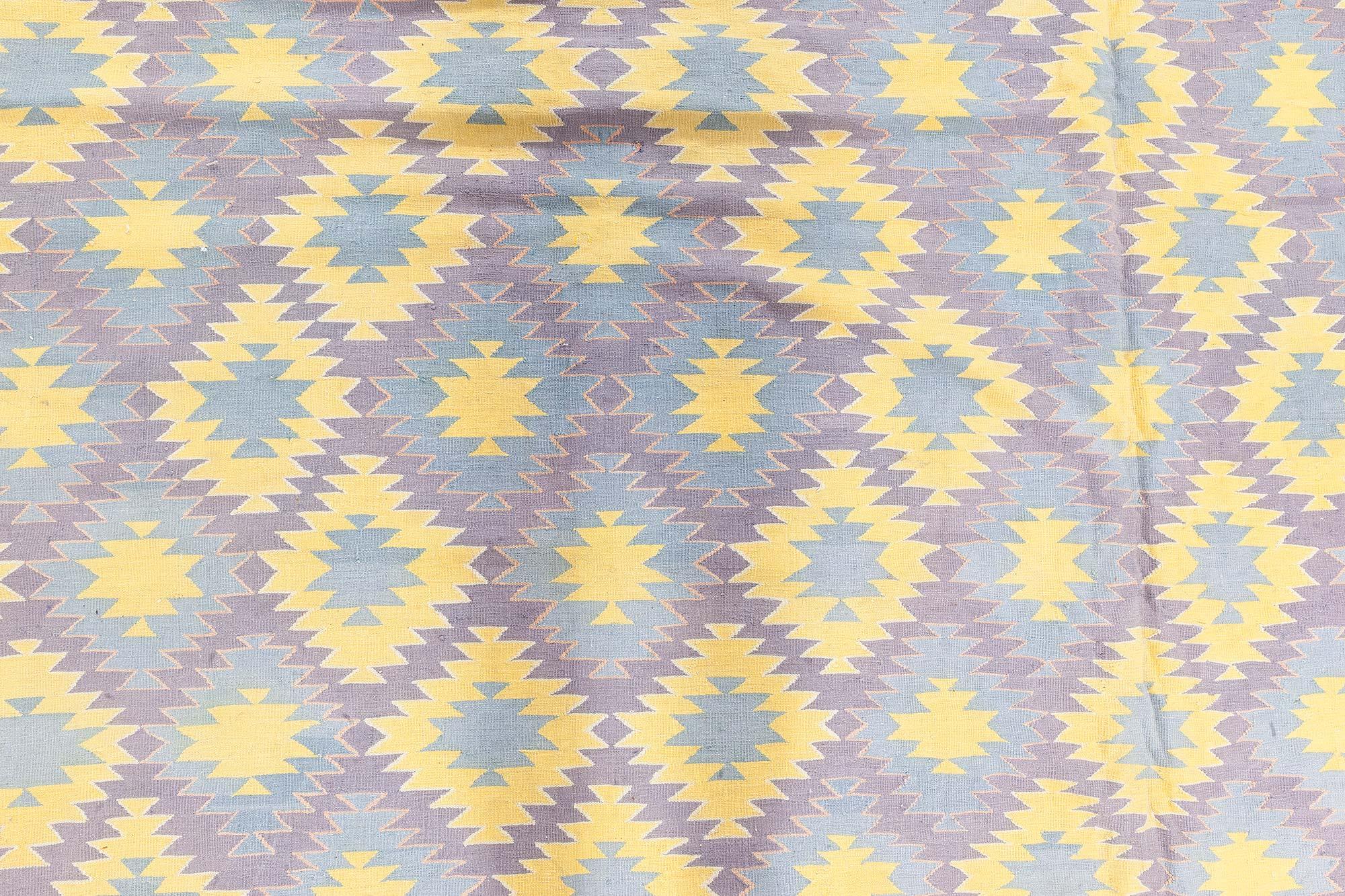 Tessuto a mano Tappeto in cotone Doris Leslie Blau Oversize Midcentury Indian Dhurrie in vendita