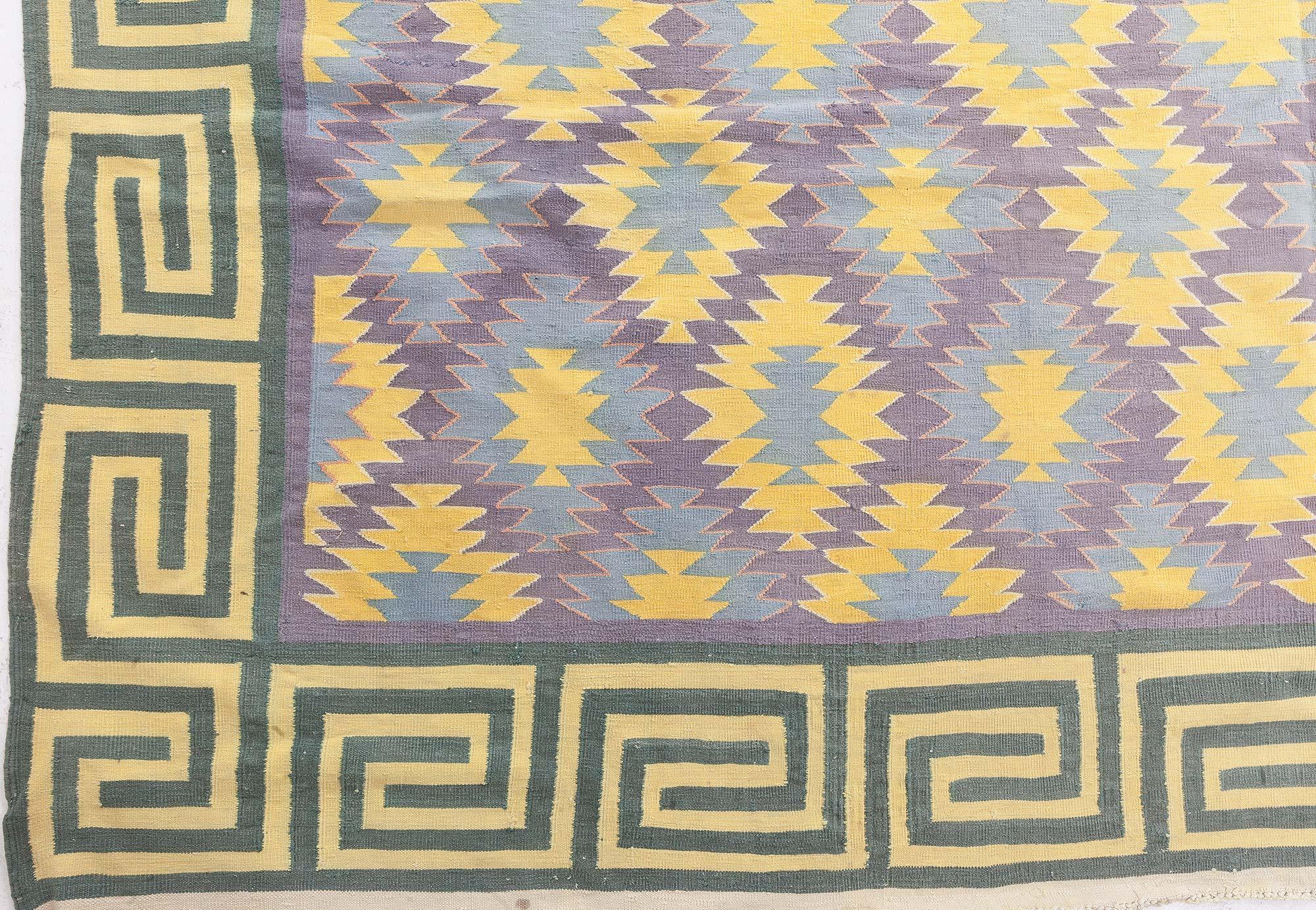 XX secolo Tappeto in cotone Doris Leslie Blau Oversize Midcentury Indian Dhurrie in vendita