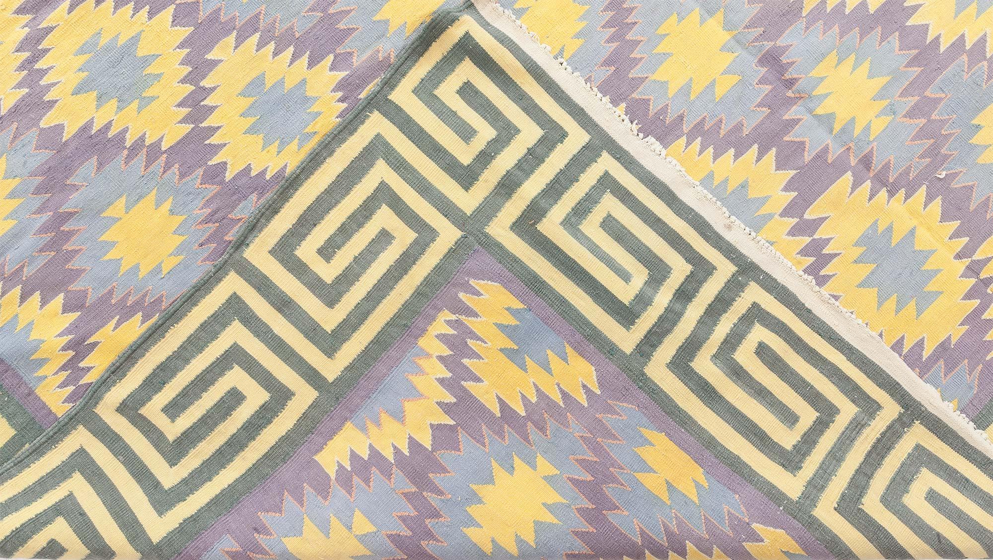 Cotone Tappeto in cotone Doris Leslie Blau Oversize Midcentury Indian Dhurrie in vendita