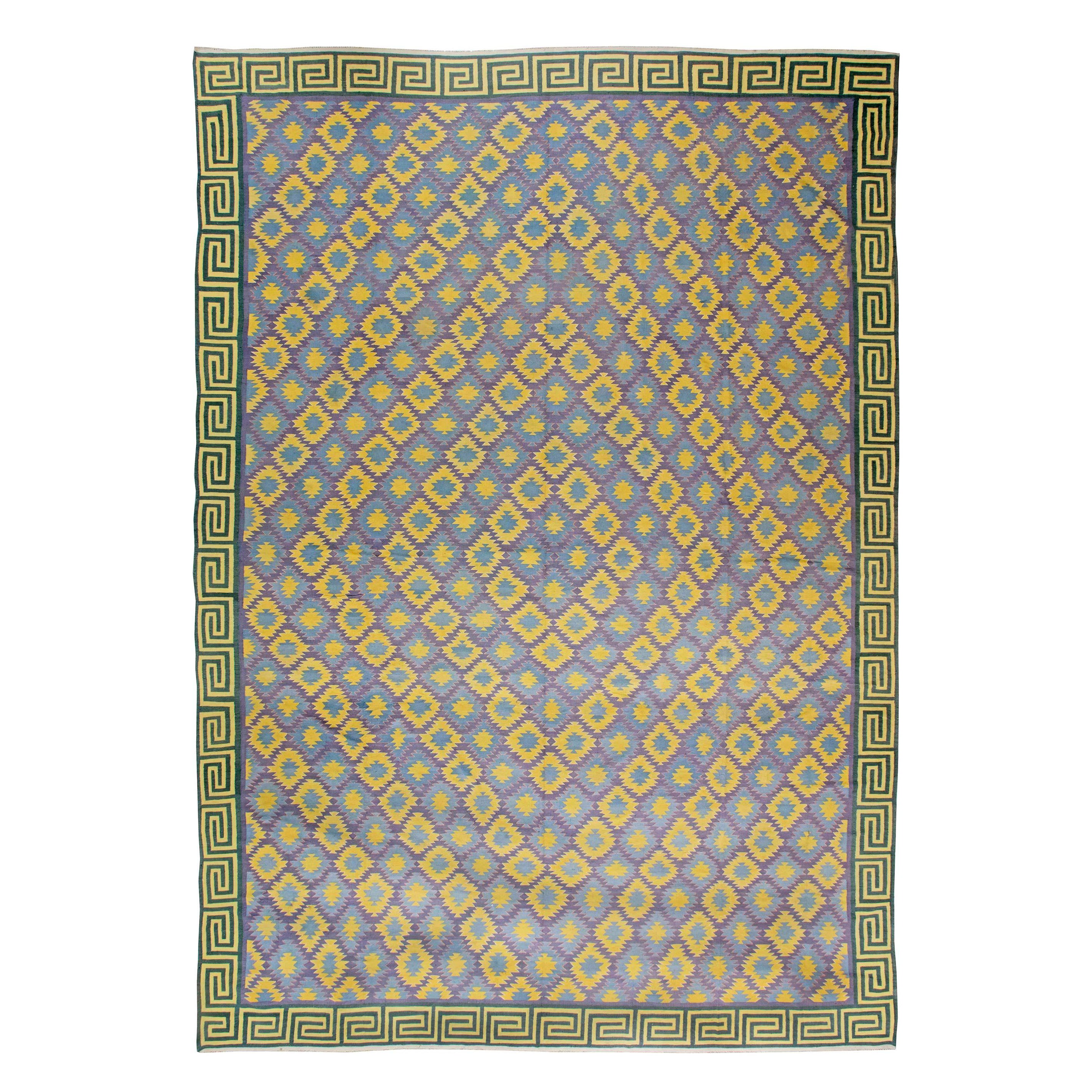 Tappeto in cotone Doris Leslie Blau Oversize Midcentury Indian Dhurrie