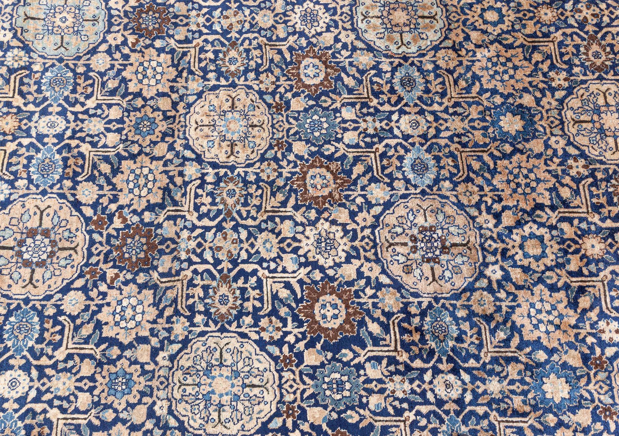 Oversized Persian Tabriz Blue, Beige Handmade Rug 'Size Adjusted'
Size: 15'0
