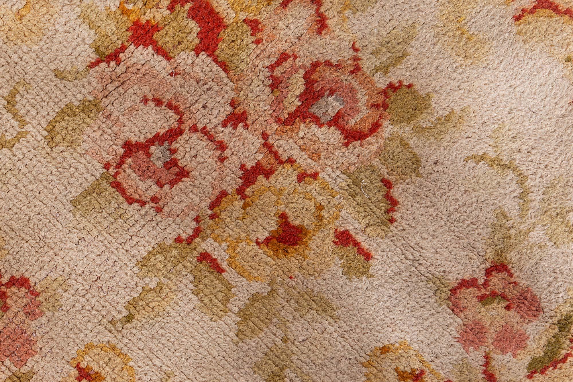 Oversized Savonnerie Antique Beige Handmade Wool Rug
Size: 15'0