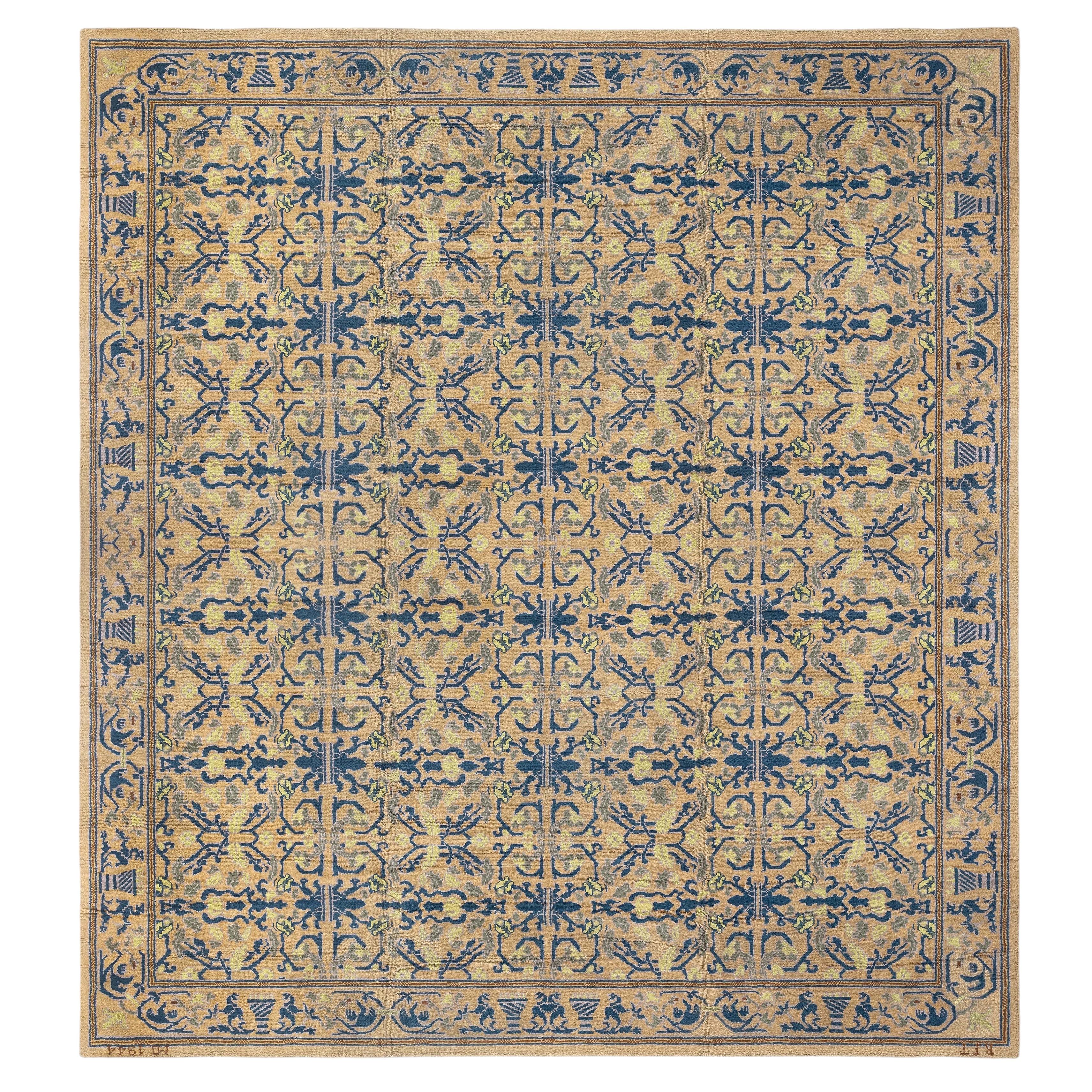 Doris Leslie Blau Alfombra Española Vintage Sobredimensionada