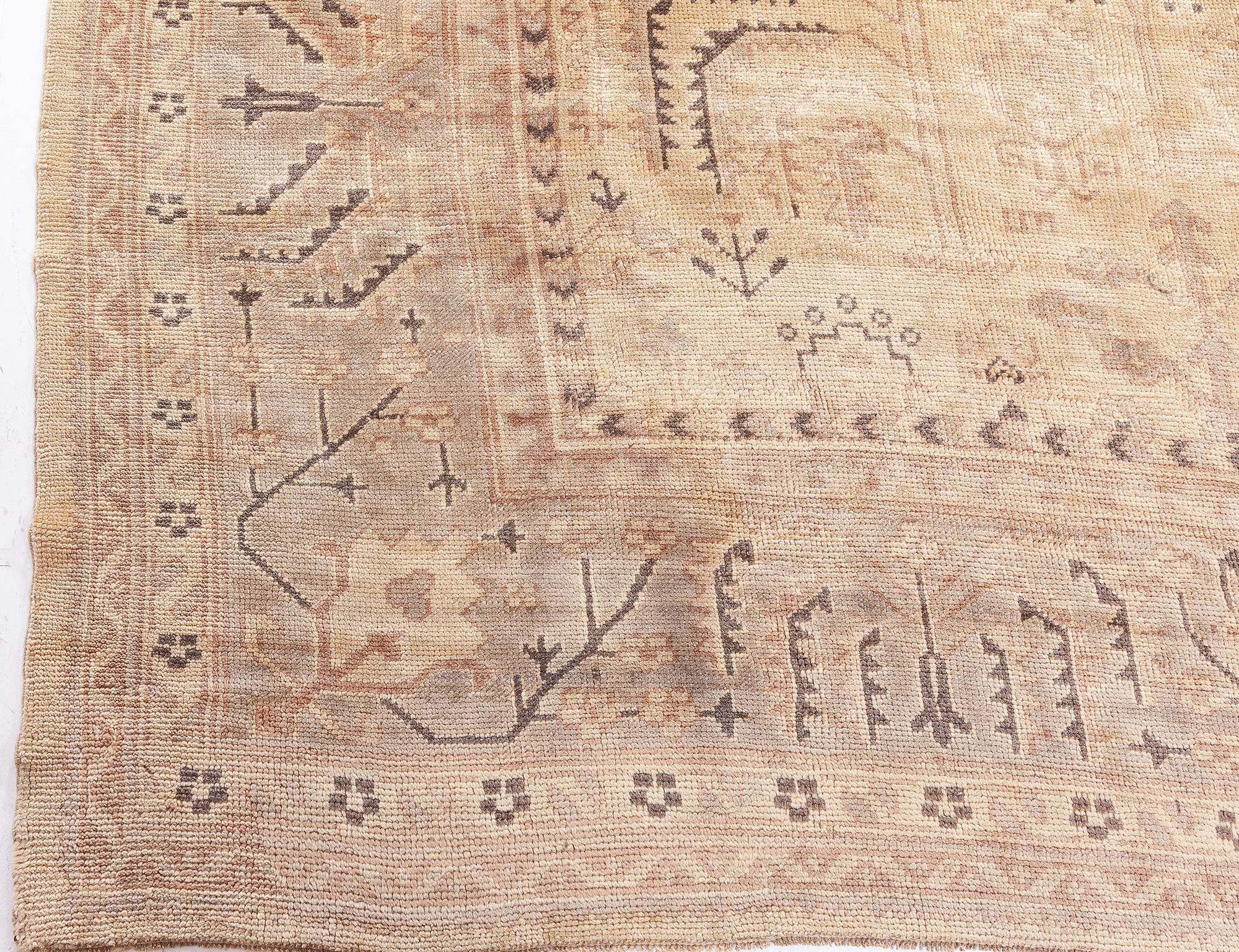 Oversized Antique Turkish Oushak floral handwoven wool
Size: 14'0