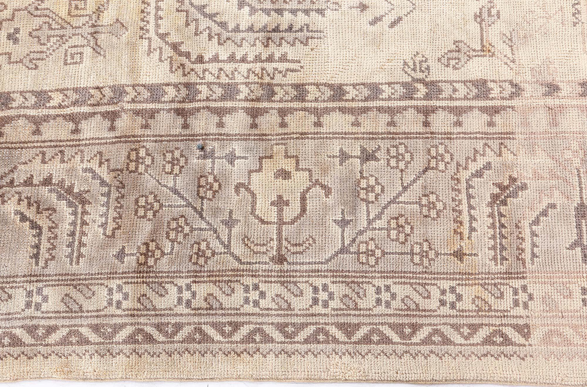 Hand-Woven Doris Leslie Blau Oversized Antique Turkish Oushak Floral Wool Rug For Sale