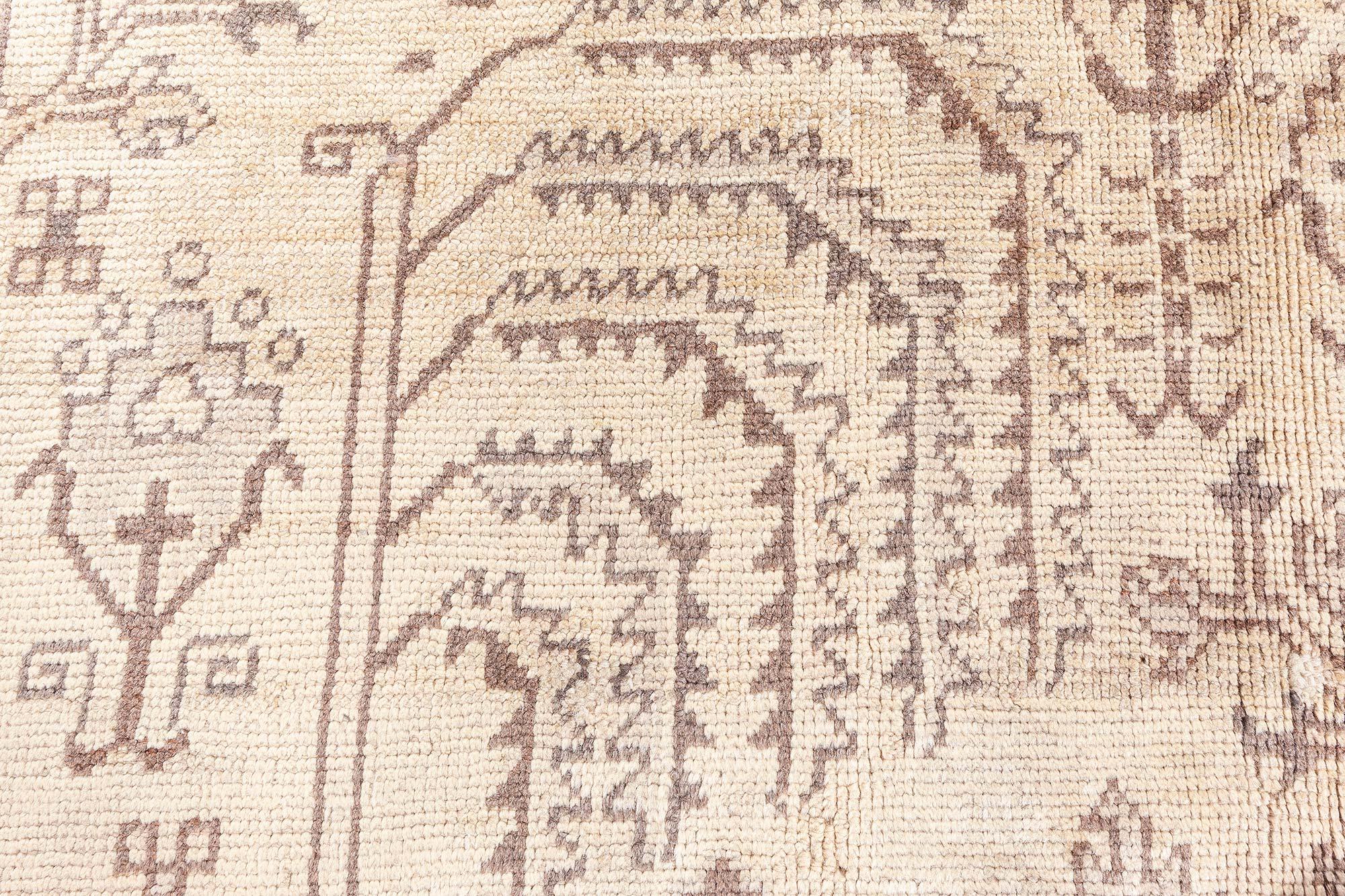 20th Century Doris Leslie Blau Oversized Antique Turkish Oushak Floral Wool Rug For Sale