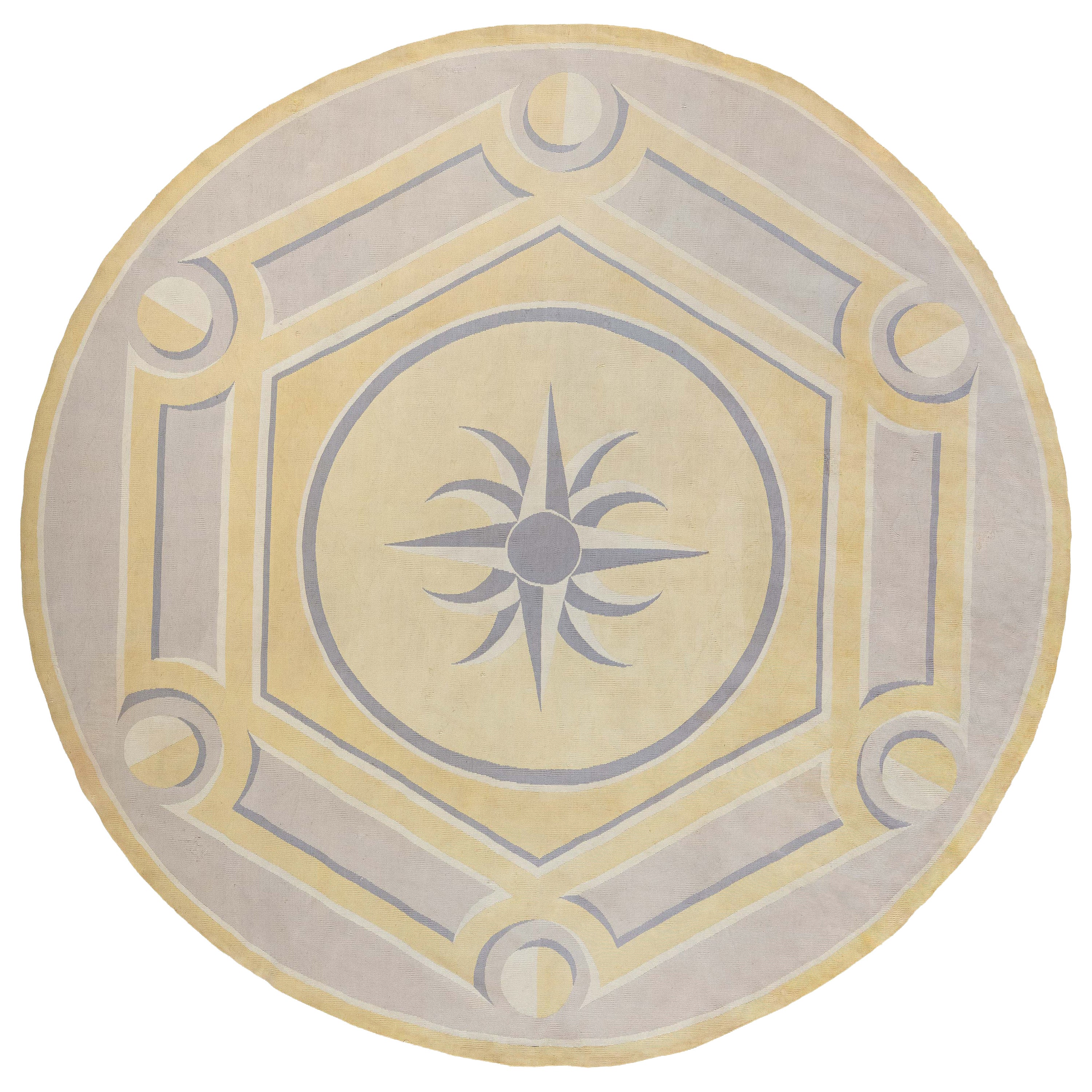 Doris Leslie Blau Rare 1930s French Aubusson Round Rug Attributed to André Arbus For Sale