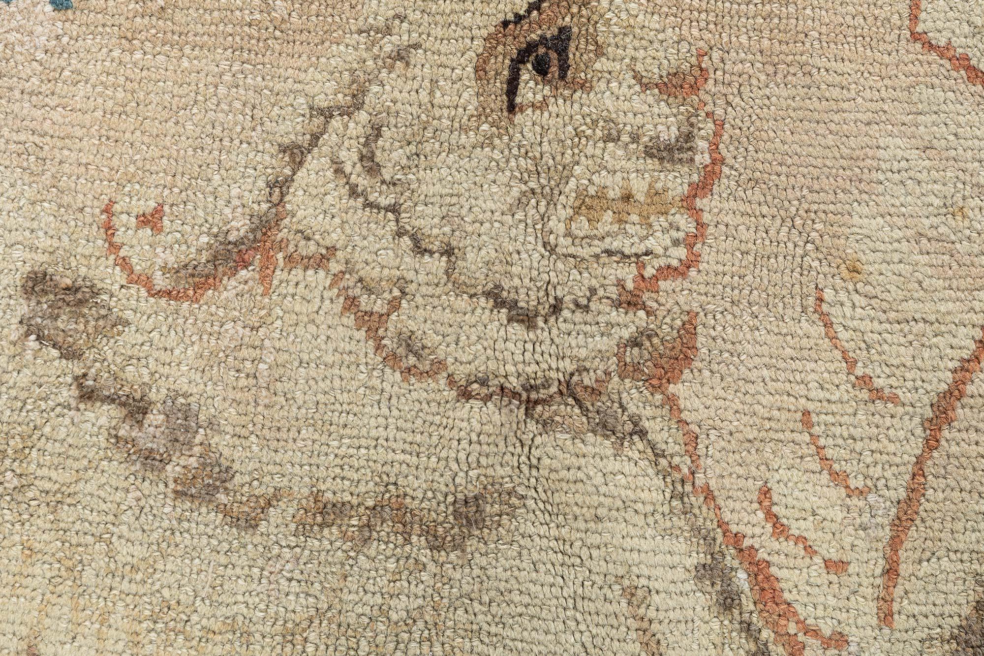 Anglais Doris Leslie Blau, rare tapis rond anglais Axminster à motif animal en vente