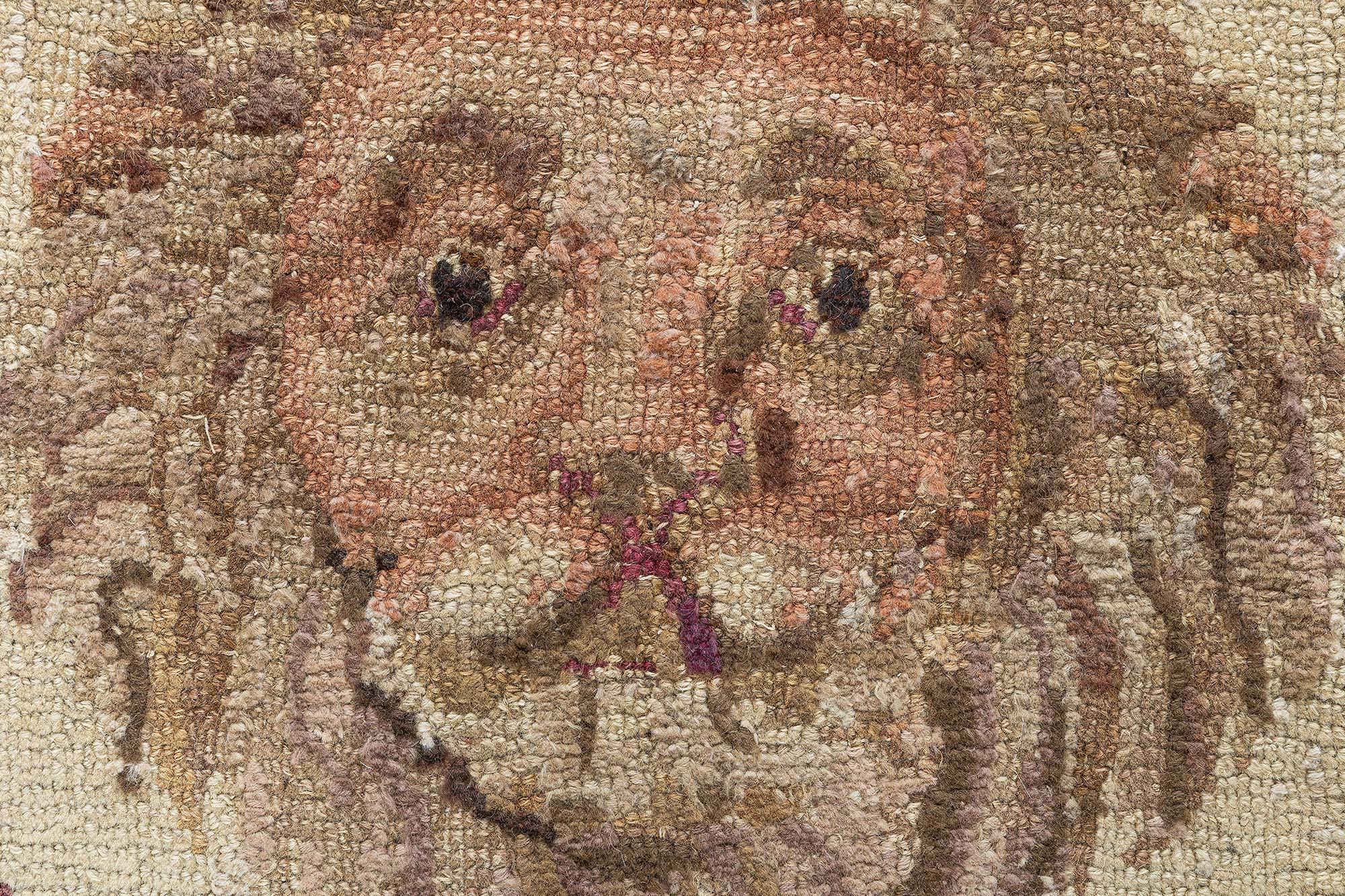 Doris Leslie Blau, rare tapis rond anglais Axminster à motif animal Bon état - En vente à New York, NY