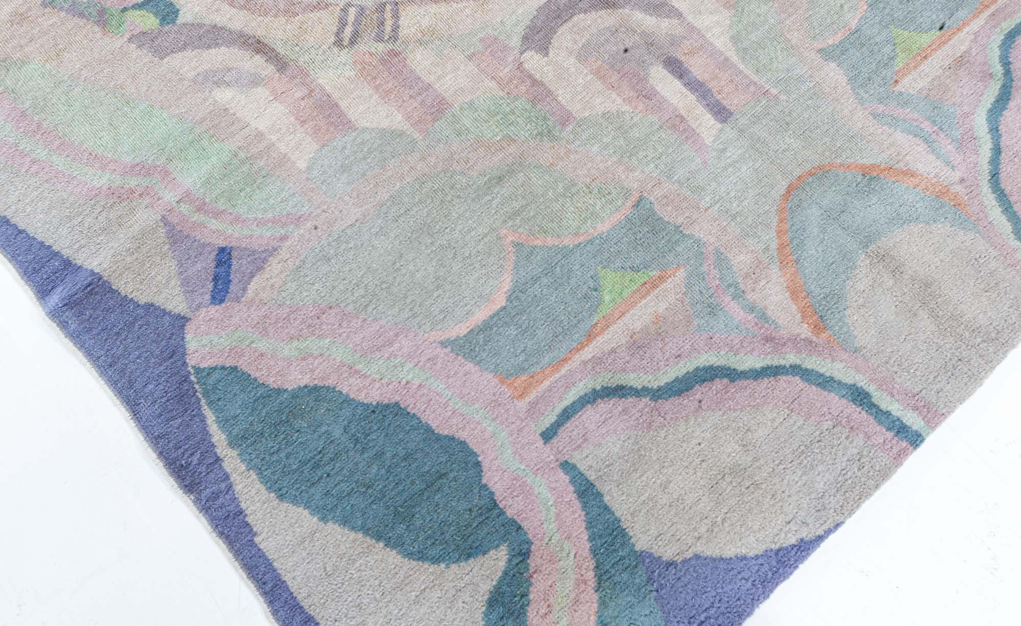 Alfombra Art Déco Vintage Doris Leslie Blau Rara Francés en venta