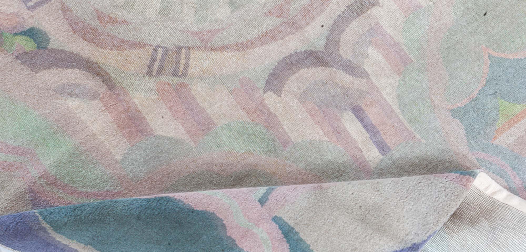 Alfombra Art Déco Vintage Doris Leslie Blau Rara Anudado a mano en venta