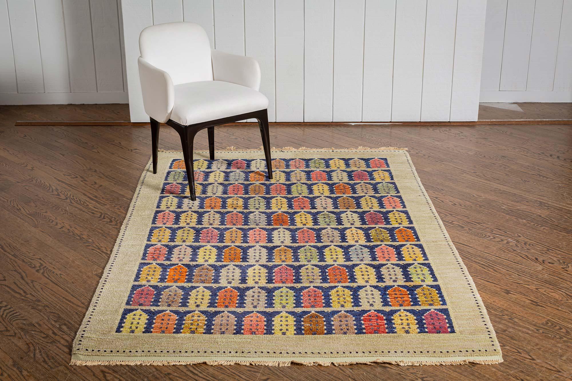 Mid-Century Modern Doris Leslie Blau Rare tapis suédois vintage 