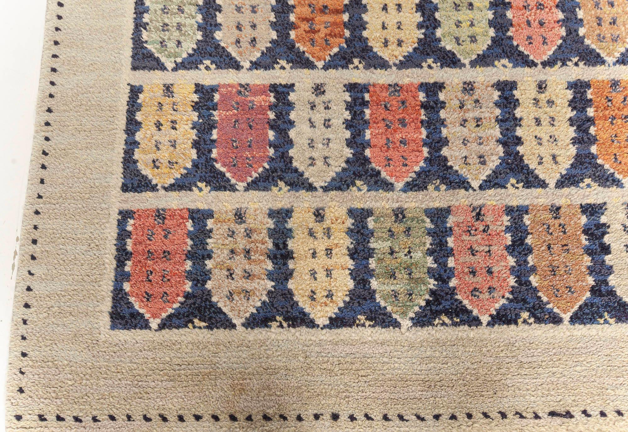 Scandinave Doris Leslie Blau Rare tapis suédois vintage 