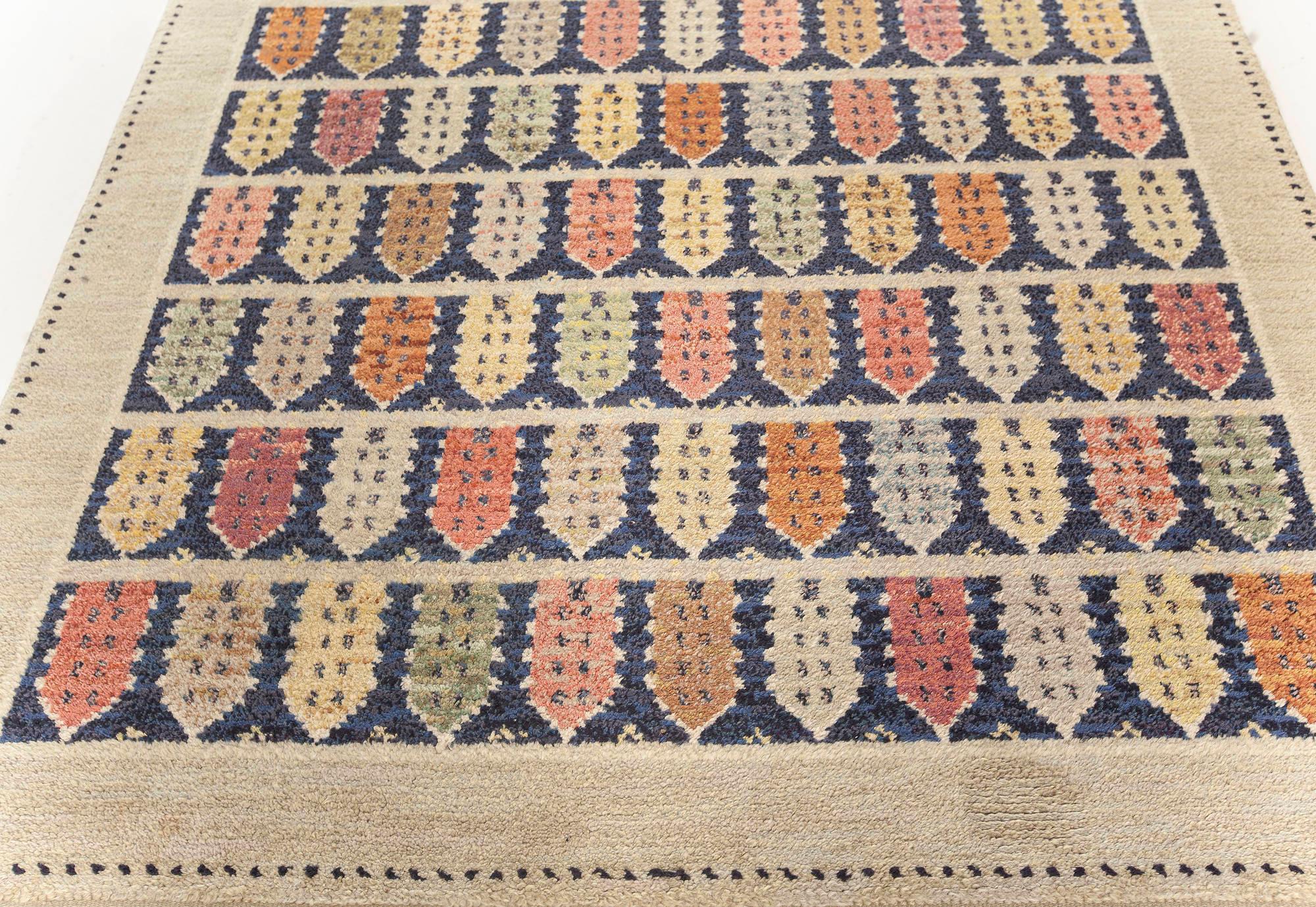 Noué à la main Doris Leslie Blau Rare tapis suédois vintage 