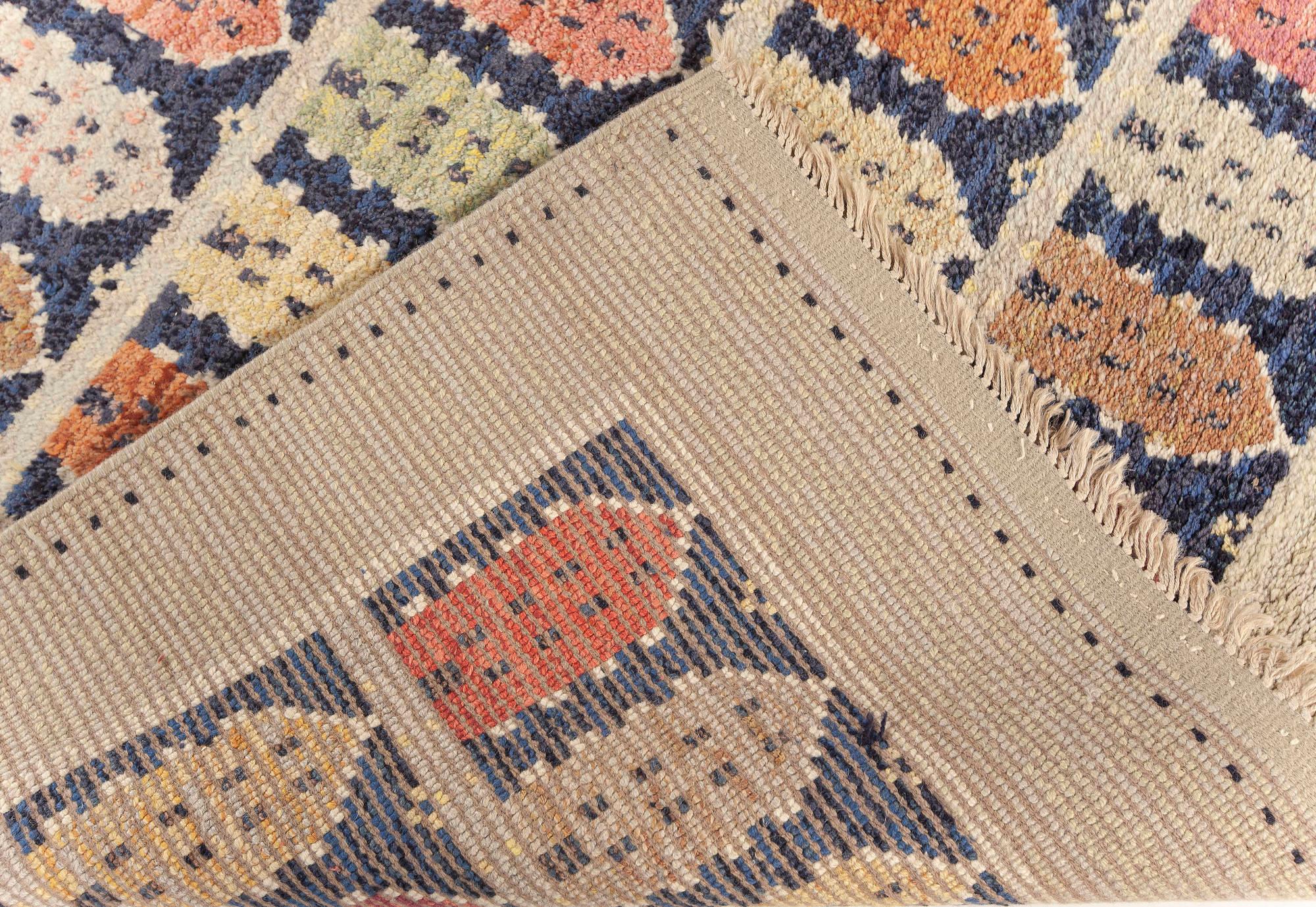 Laine Doris Leslie Blau Rare tapis suédois vintage 