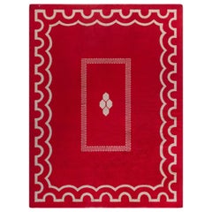 Doris Leslie Blau Tappeto Art Deco rosso attribuito a Jacques Adnet