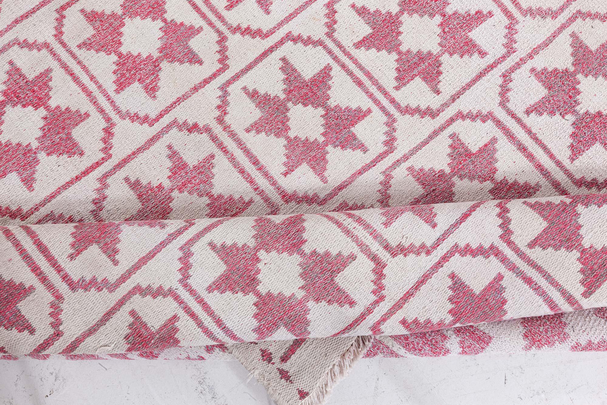 Hand-Woven Doris Leslie Blau Reversible Indian Cotton Agra Rug For Sale