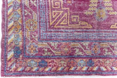 Doris Leslie Blau Samarkand Vintage Floral Dusty Rose Hand-Knotted Silk Rug