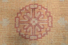 Doris Leslie Blau Samarkand Vintage Geometric Warm Tan Hand-Knotted Wool Carpet