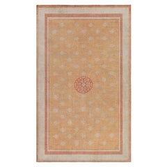 Doris Leslie Blau Samarkand Vintage Geometric Warm Tan Hand-Knotted Wool Carpet