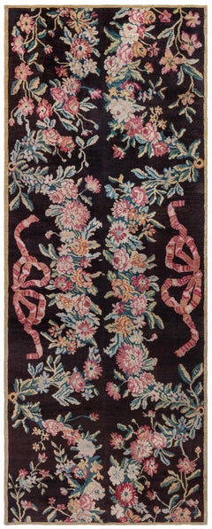 Doris Leslie Blau Savonnerie Antique Floral Brown Hand-Knotted Runner - c. 1800