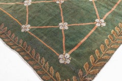 Doris Leslie Blau Savonnerie French Antique Forest Green Carpet - c. 1870