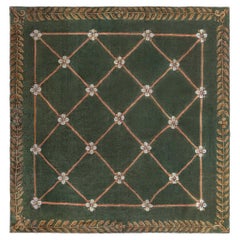Doris Leslie Blau Savonnerie French Antique Forest Green Carpet - c. 1870