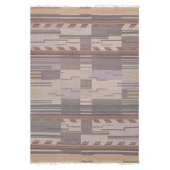 Doris Leslie Blau Scandinavian Art Deco Vintage Abstract Beige Flatweave Carpet