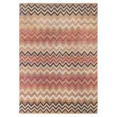 Tapis abstrait de style scandinave du milieu du siècle, couleur beige chaud, à poils mi-longs, signé Doris Leslie Blau