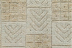 Doris Leslie Blau – Skandinavischer Teppich im Mid-Century-Stil mit geometrischem Muster in Creme-Beige, halbflorig