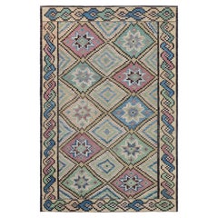 Doris Leslie Blau Scandinavian Mid-Century Geometric Soft Beige Flatweave Rug