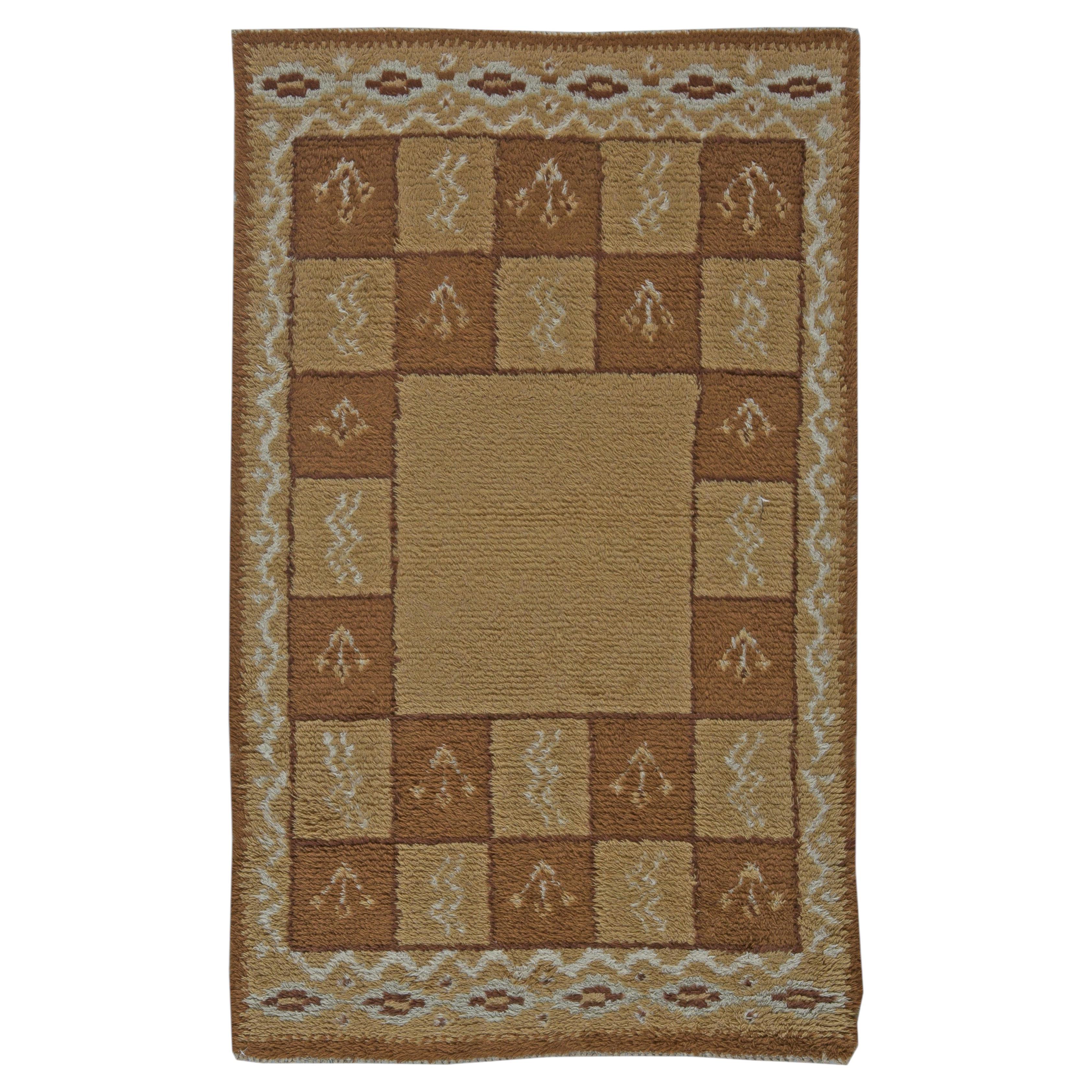Doris Leslie Blau Scandinavian Mid-Century Ivory Flatweave Carpet Checkerboard