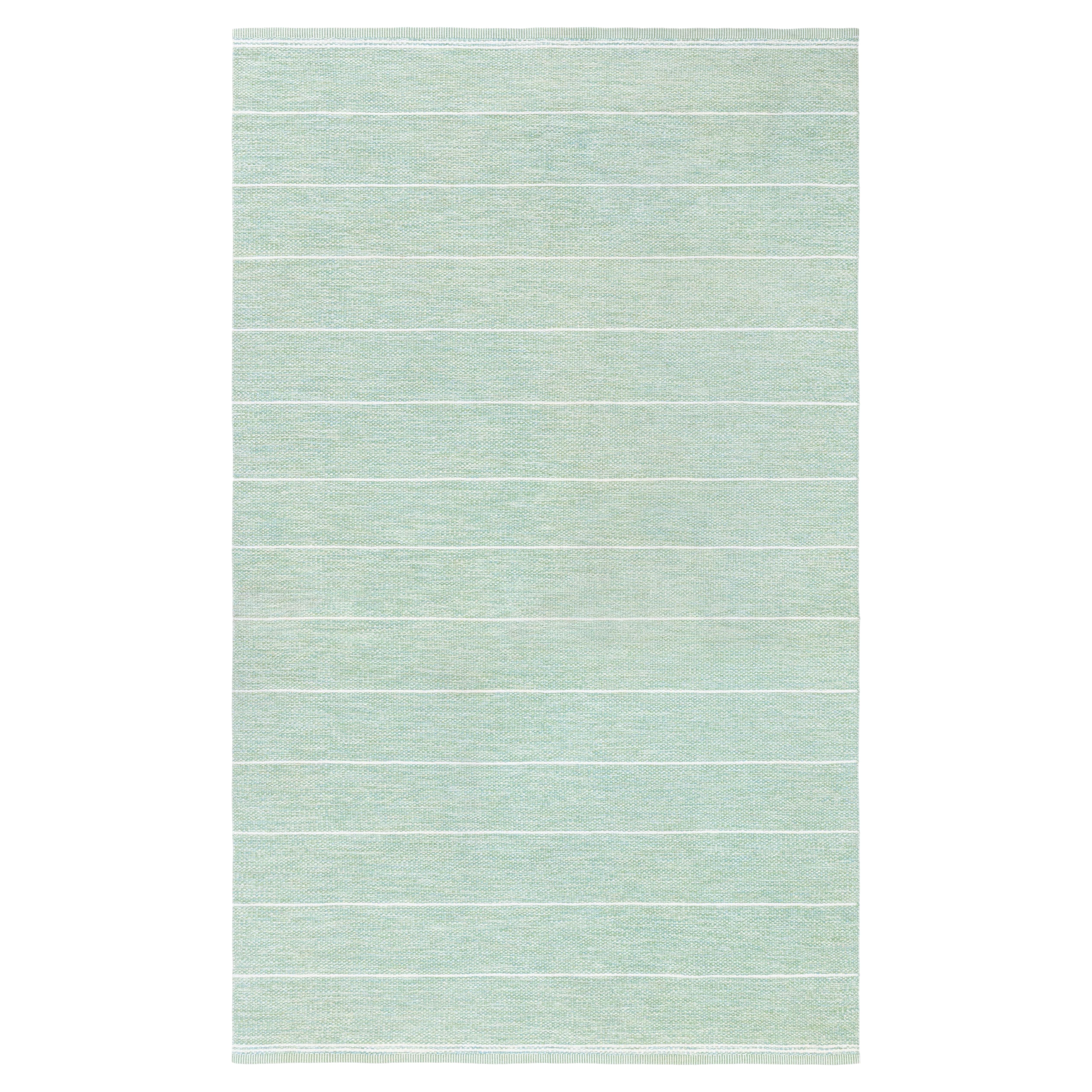 Doris Leslie Blau Scandinavian Mid-Century Striped Mint Flatweave Wool Carpet