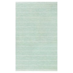 Doris Leslie Blau Scandinavian Mid-Century Striped Mint Flatweave Wool Carpet