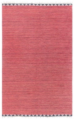 Doris Leslie Blau Scandinavian Vintage Abstract Brick Red Flatweave Wool Carpet