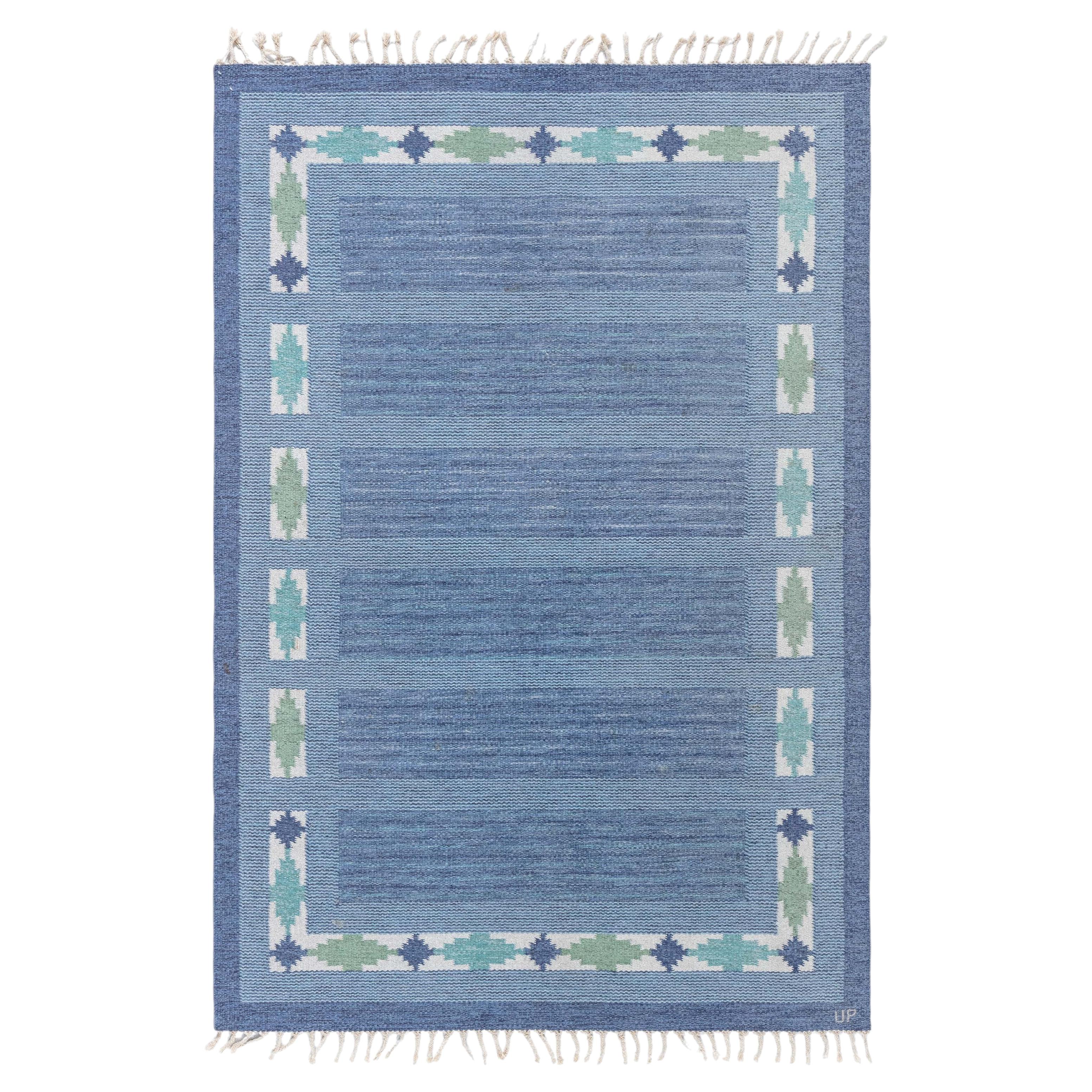 Doris Leslie Blau Scandinavian Vintage Blue Flatweave Rug By Ulla Parkdal