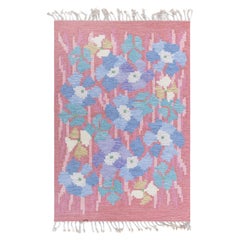 Doris Leslie Blau Scandinavian Vintage Floral Cream Flatweave Wool Carpet