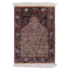 Doris Leslie Blau Alfombra pequeña de seda egipcia vintage hecha a mano