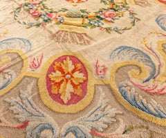 Doris Leslie Blau Spanish Vintage Floral Cream Beige Hand-Knotted Wool Rug