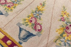 Doris Leslie Blau Spanish Vintage Floral Soft Beige Hand-Knotted Wool Carpet