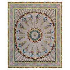 Doris Leslie Blau Spanish Vintage Floral Soft Beige Hand-Knotted Wool Carpet