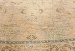 Doris Leslie Blau Spanish Vintage Floral Warm Tan Hand-Knotted Wool Rug