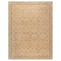 Doris Leslie Blau Spanish Vintage Floral Warm Tan Hand-Knotted Wool Rug