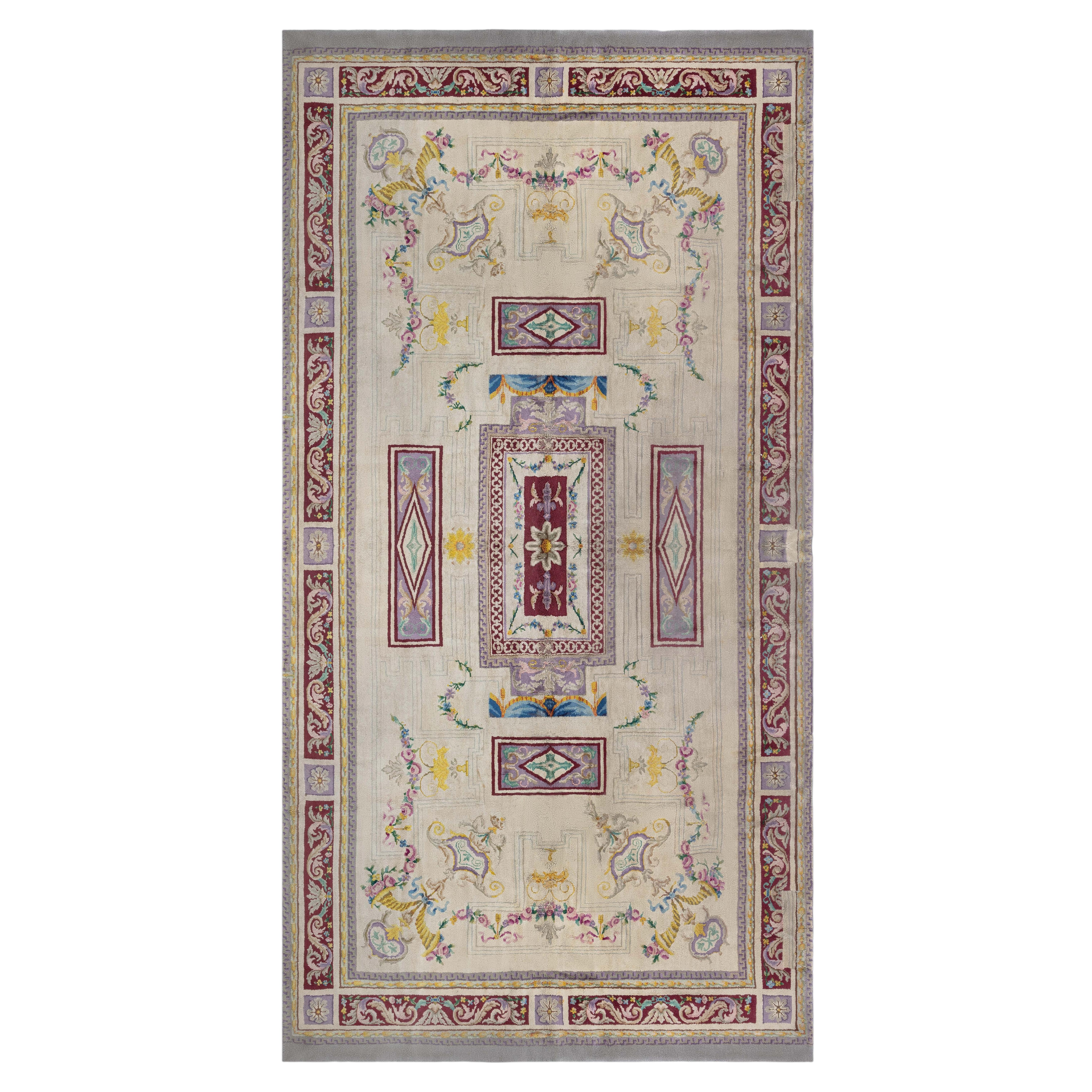 Doris Leslie Blau Spanish Vintage Geometric Cream Beige Rug (Size Adjusted)