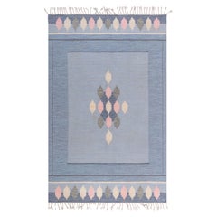 Doris Leslie Blauer „Sparreholm“ Schwedischer Vintage-Teppich von Ingegerd Silow