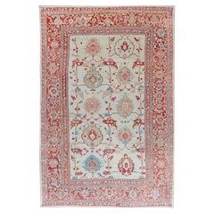Doris Leslie Blau Sultanabad Antique Allover Floral Light Beige Rug - c. 1920